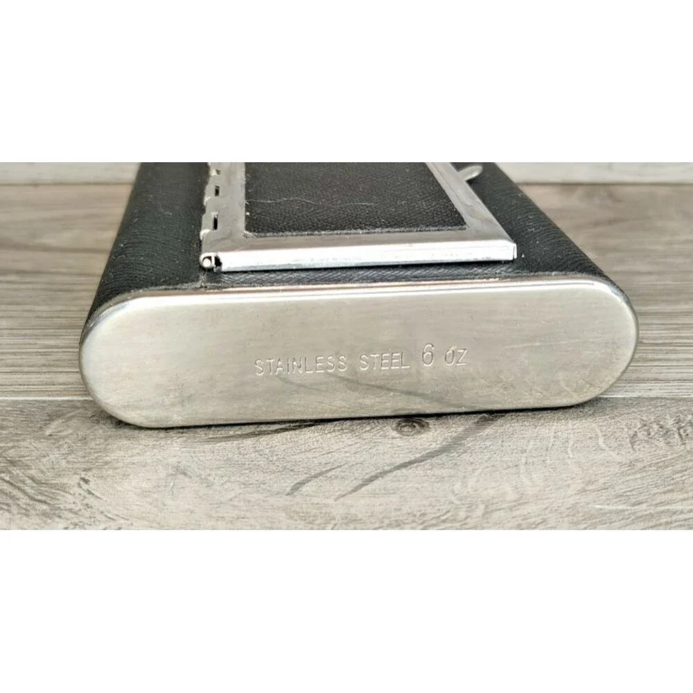 Stainless Steel Hip Flask Leather Business Card Holder Combo VISOL